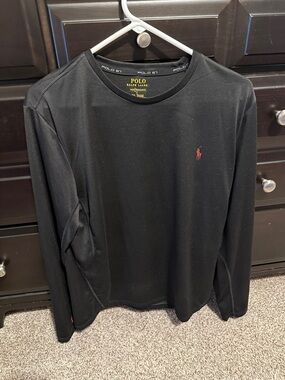 Polo by Ralph Lauren Black Long-Sleeve Performance Tee with Red Pony